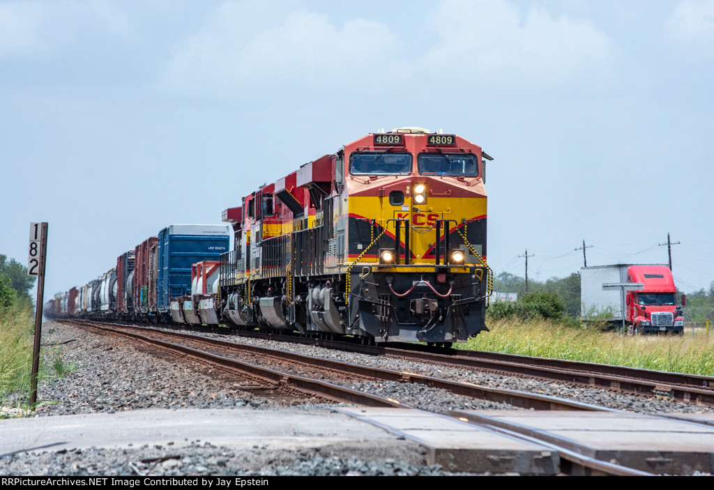 Truck and Train along US 77